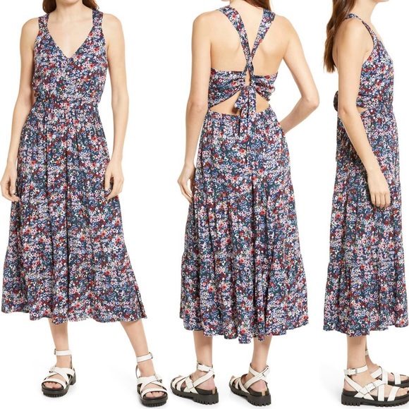 FRNCH Flavie floral print open back dress - Picture 2 of 5